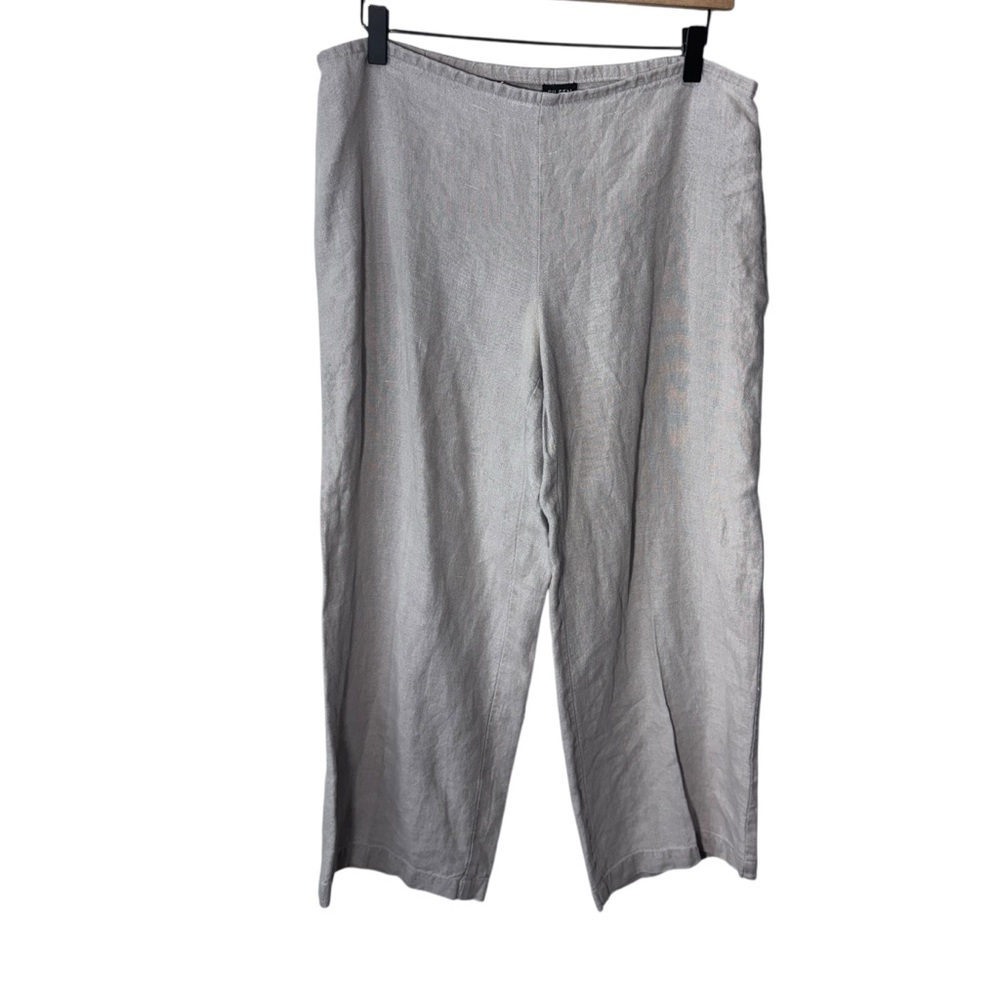 Eileen Fisher 100% Linen Tan Wide Leg Cropped Pants Size Small